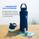 DYLN Wide-Mouth 32 oz. Water Bottle /w Sports Cap and Extra Diffusers